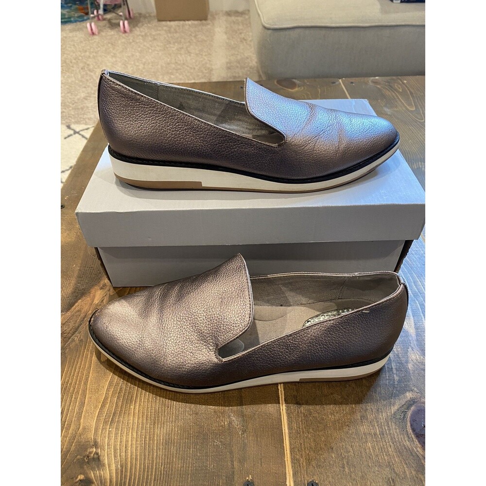 Com +Sens Women’s 8.5 Casual Comfort Silver/Bronze Metallic Slip On Wedge Loafer